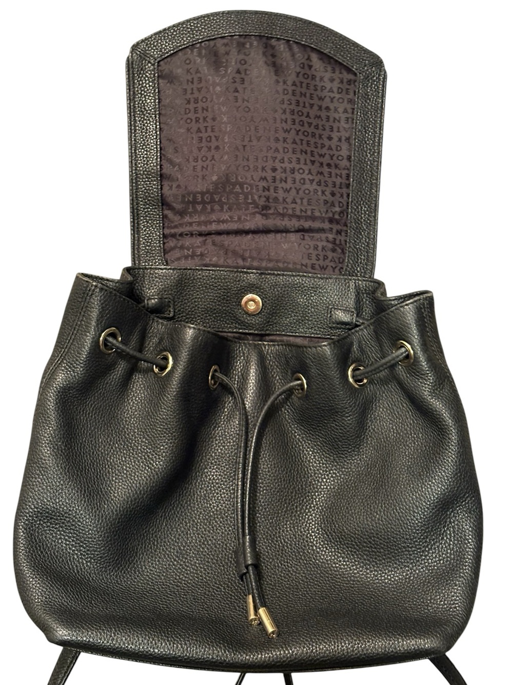kate spade Black Pebbled Leather Drawstring Backpack - Picture 4 of 7